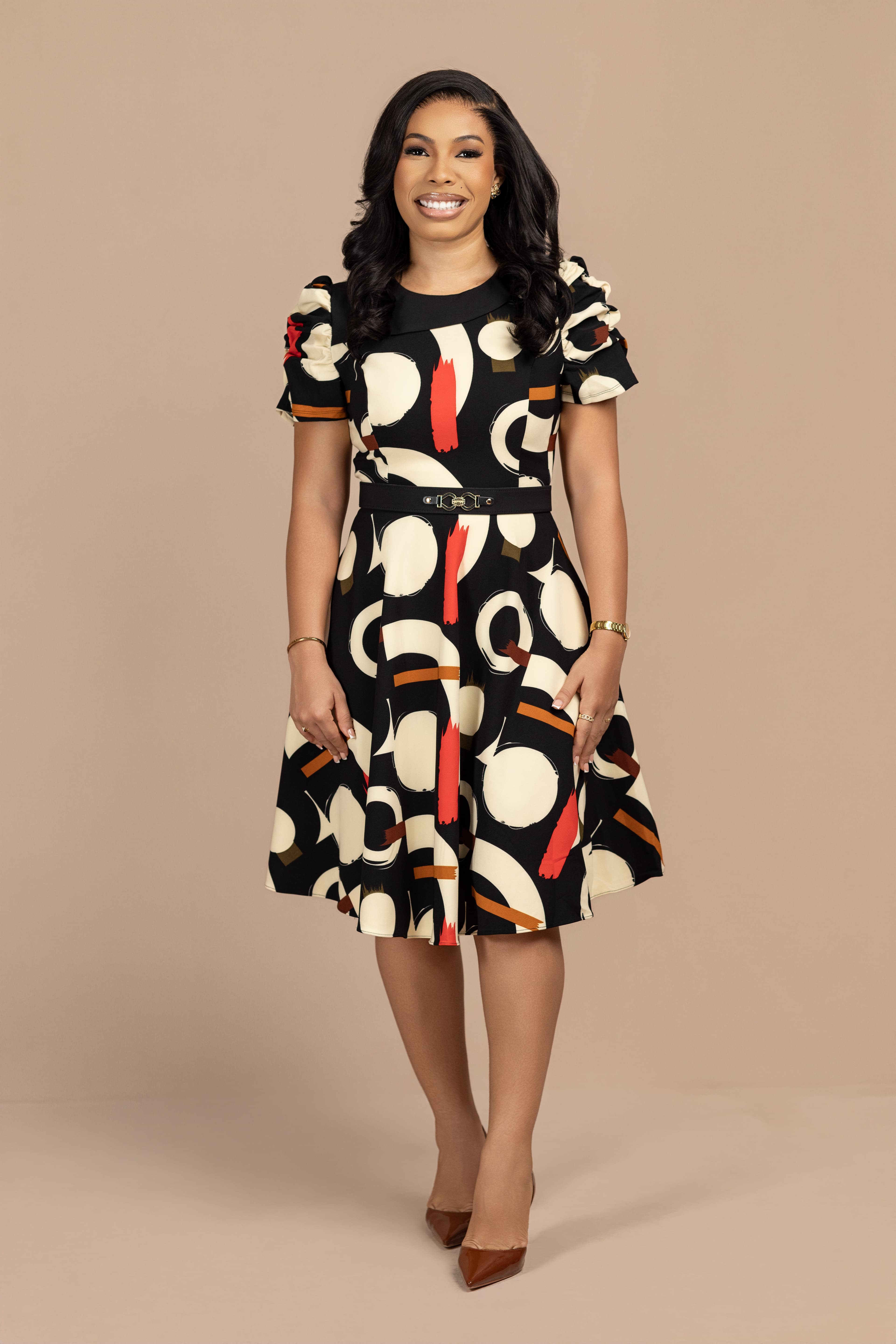 lily print flair dress