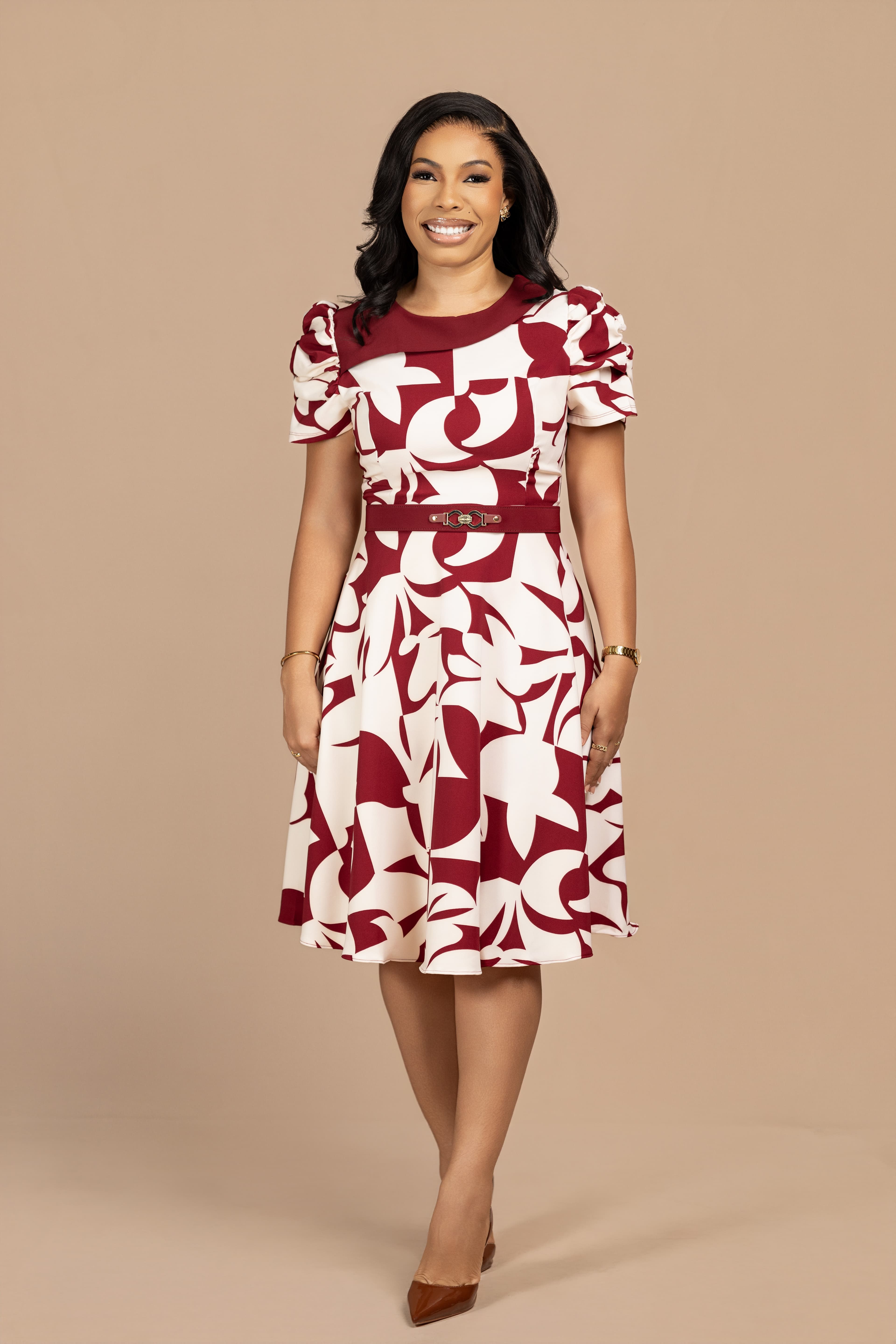 lily print flair dress