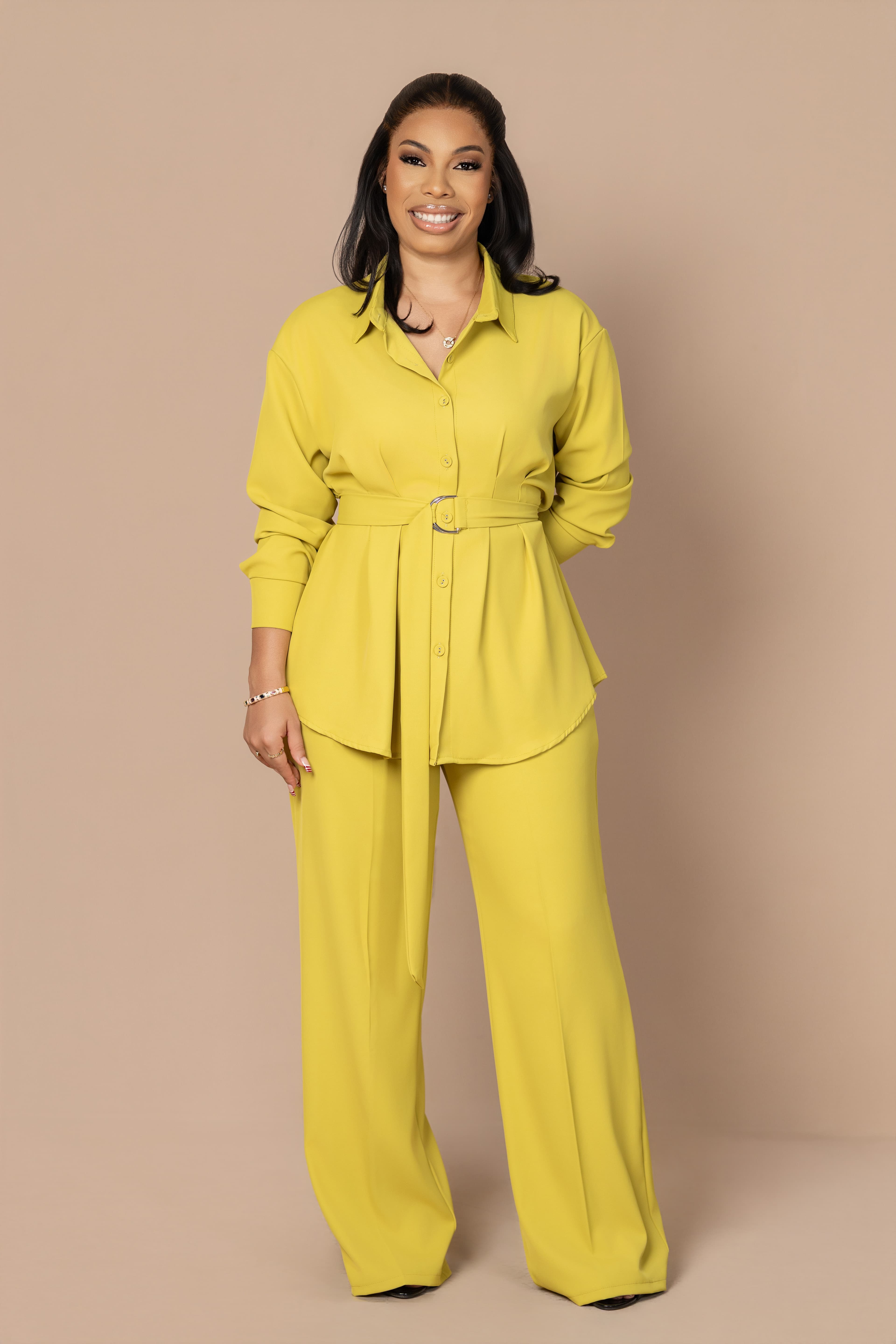 annie belted pant set