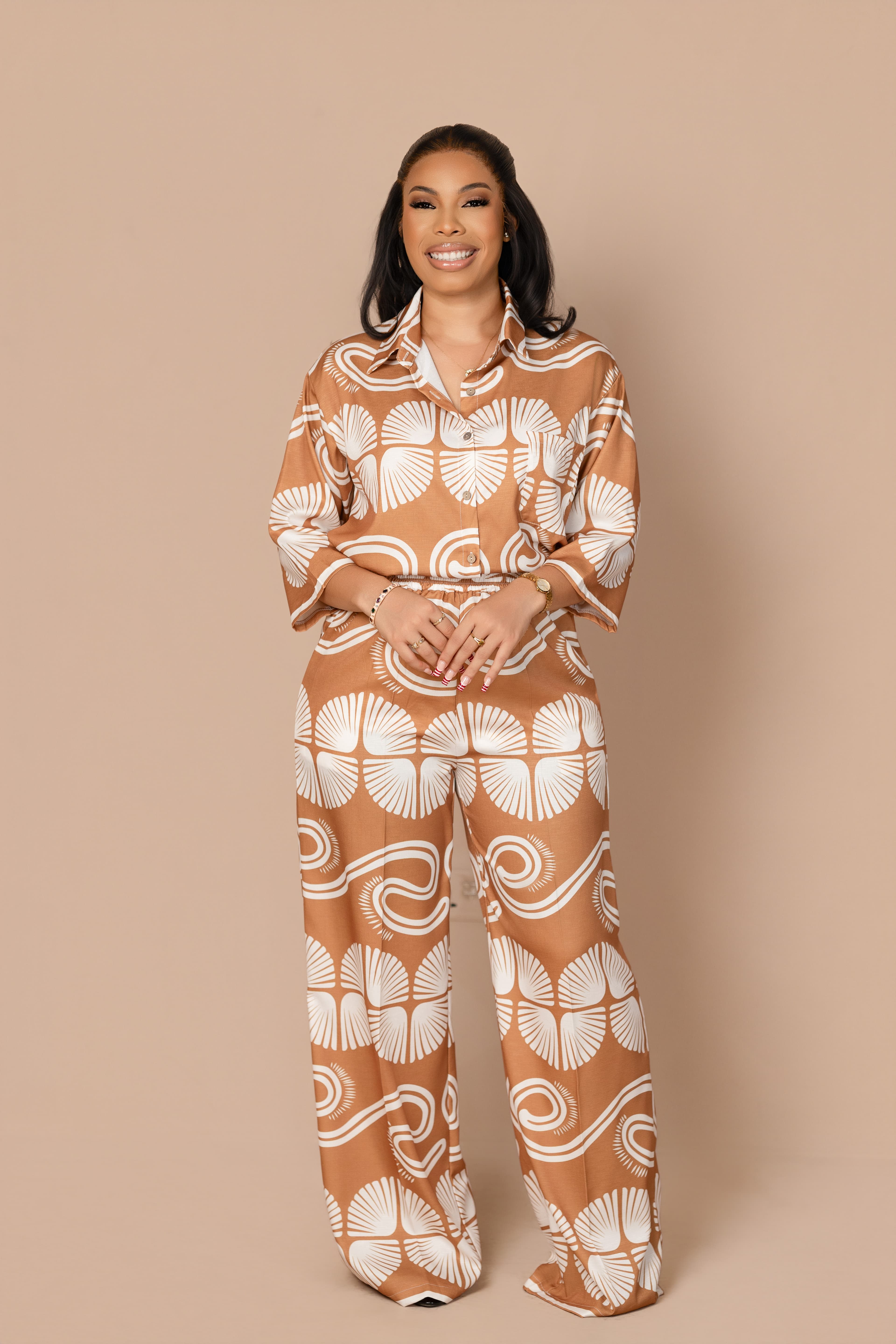 nola tropical print pant set
