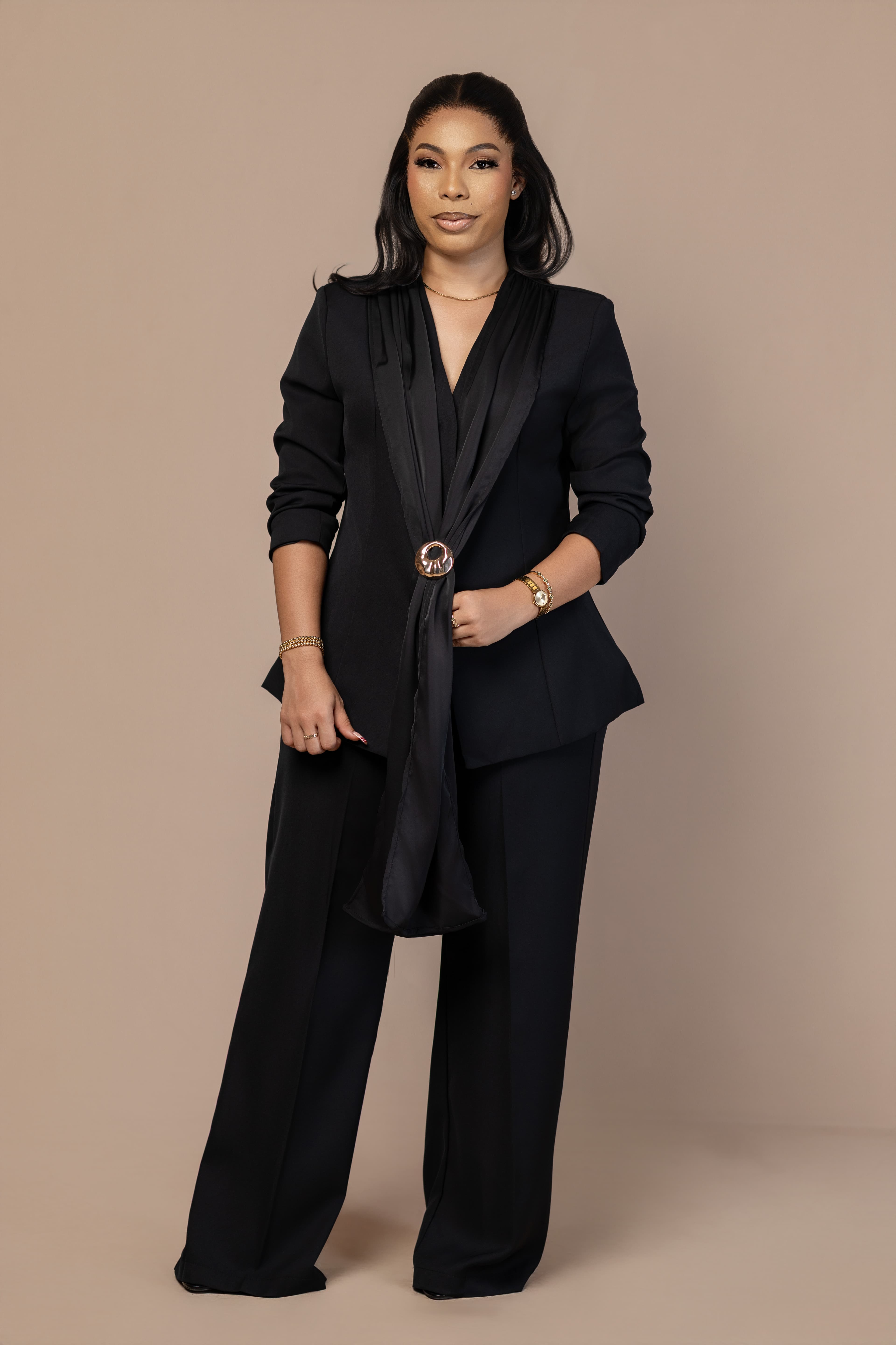 salma satin neck tie pant set