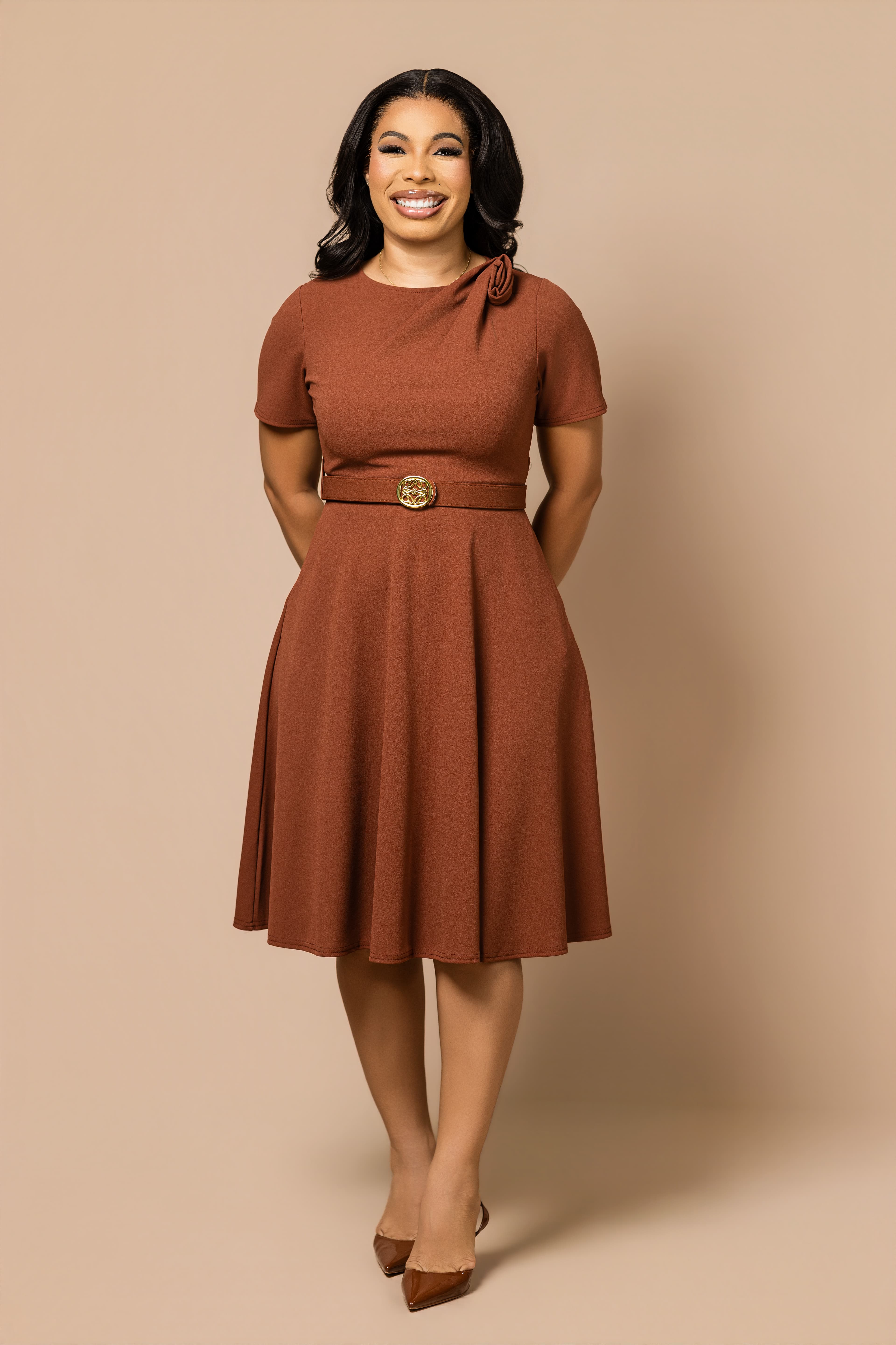Dela flower neck dress