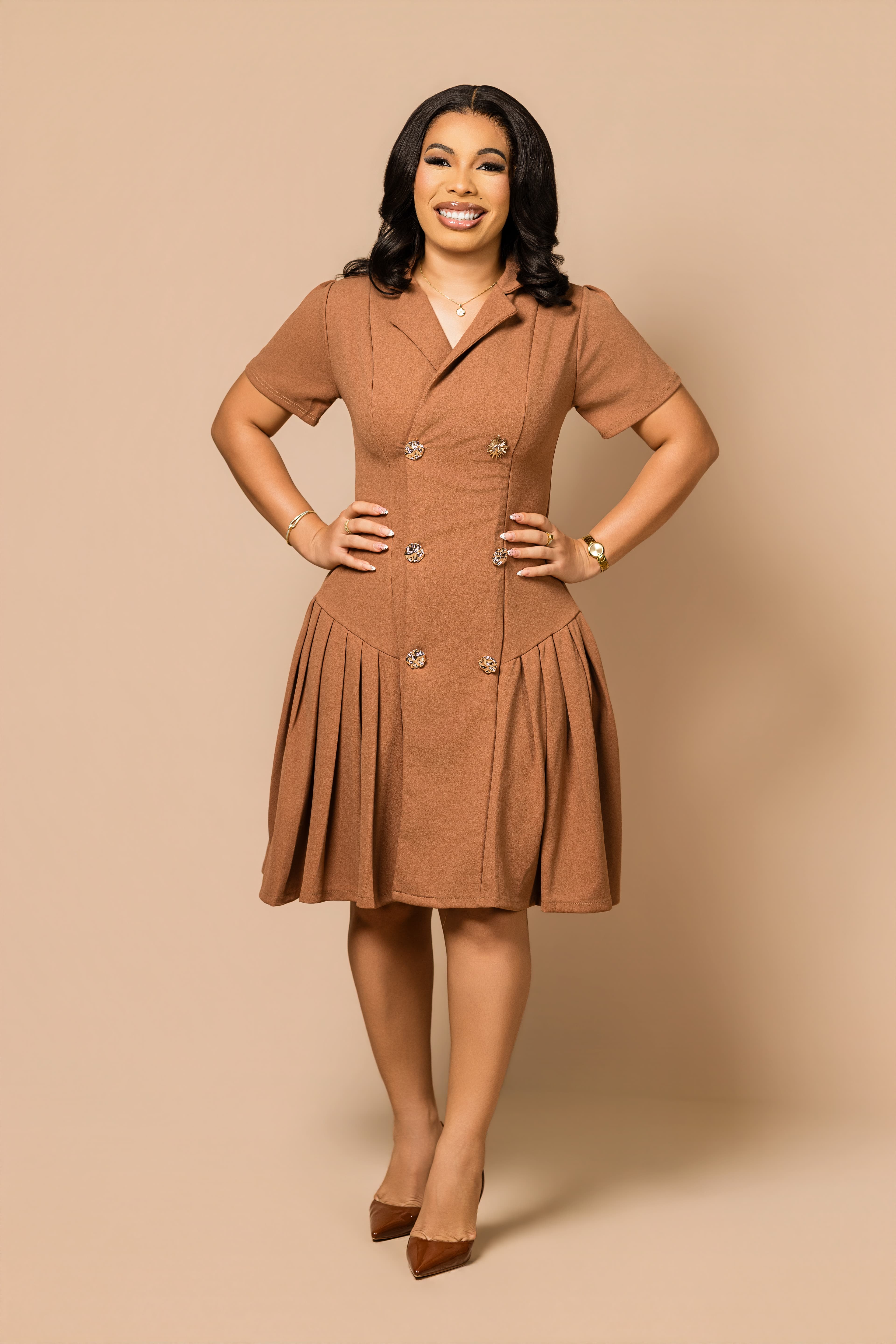 akweley side pleated dress